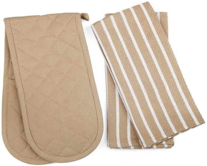 Oven Glove & Kitchen Tea Towels - Set of 3