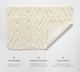 Bath Mats - Set of 2 - Diamond Design - Non Slip Microfibre Plush Soft