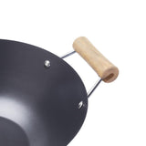 Carbon Steel Non Stick Wok with Sturdy Wooden Handle