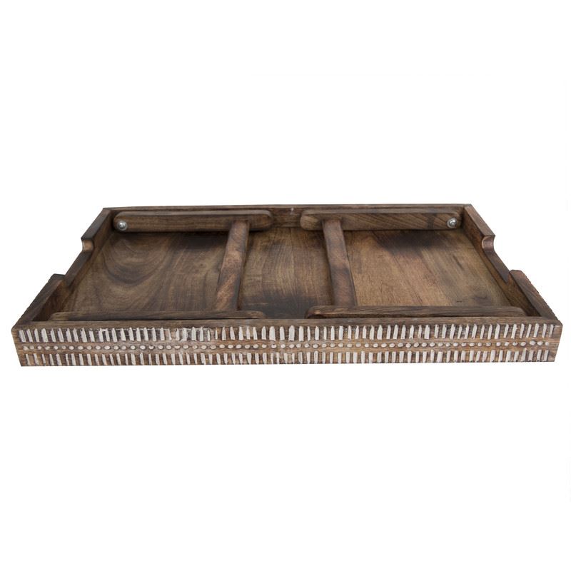 Breakfast Bed Tray - Foldable & Sturdy Mango Wood