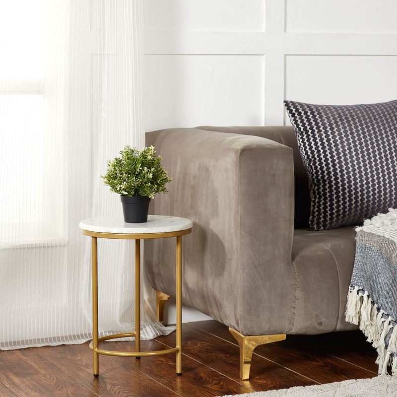 Nesting Coffee Side Tables - Round shaped Marble Top with Steel Frame
