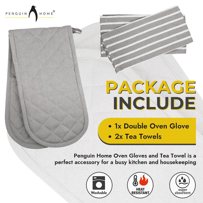 Oven Glove & Kitchen Tea Towels - Set of 3