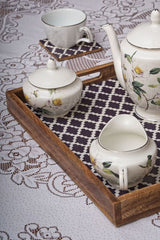 Serving Tray with Coasters Set - Checked Design