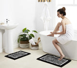 Bath Mats - Set of 2 - Race Track Design - Non Slip Microfibre Plush Soft