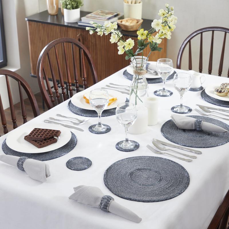 Tischsets, Untersetzer und Serviettenringe im Set – handgefertigte Glasperlen