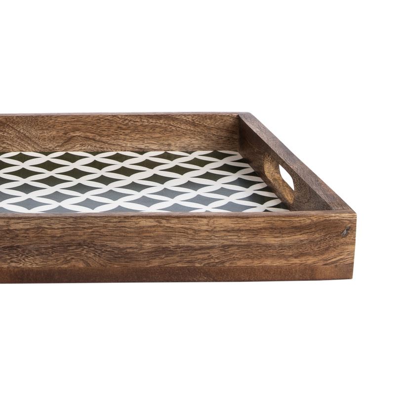 Serving Tray with Coasters Set - Diamond Design