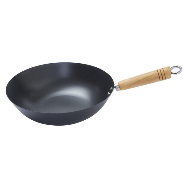 Carbon Steel Non Stick Wok with Sturdy Wooden Handle