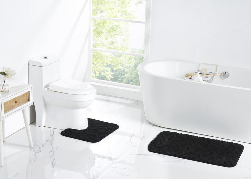 Badematten – 2er-Set – Diamant-Design – rutschfester Mikrofaser-Plüsch, weich